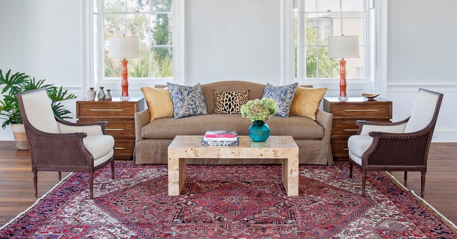 living room with animal print pillow interior design
