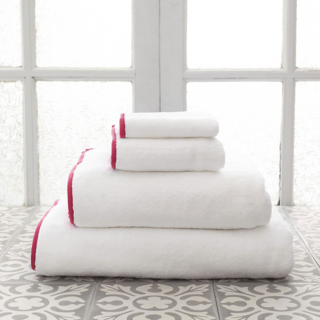 Organized white and red towels