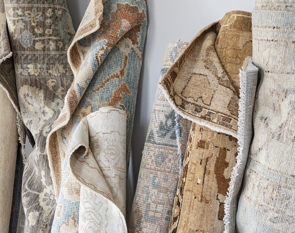 Collection of one of a kind rugs, including natural rugs and flatweave rugs.