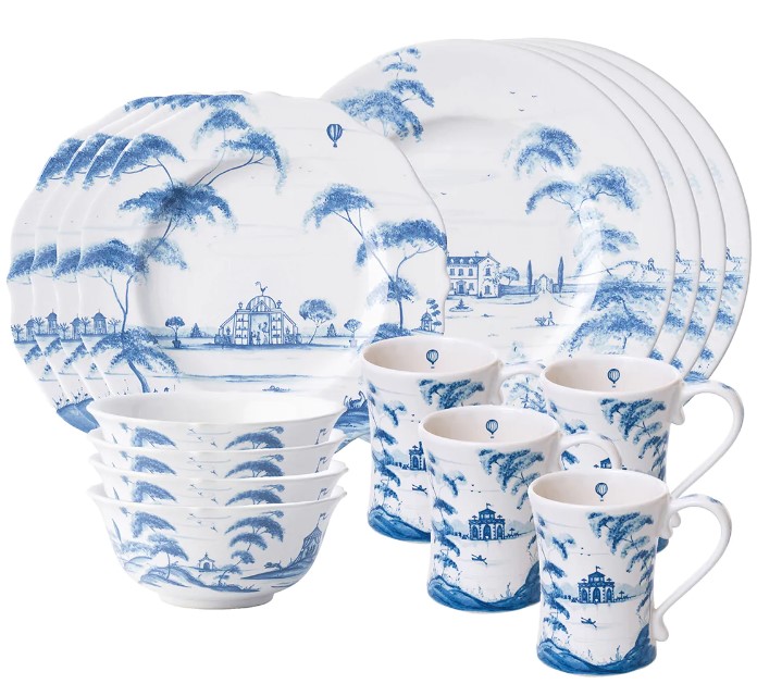 Country Estate 16pc Setting in blue and white from Juliska