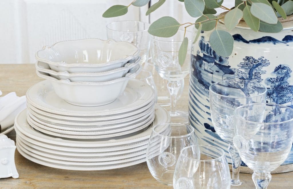 Curated tabletop pieces and styles for a stylish dining room in Charleston, SC. Tabletop styles Charleston SC and luxury home furnishings used in Mount Pleasant Interior Design.