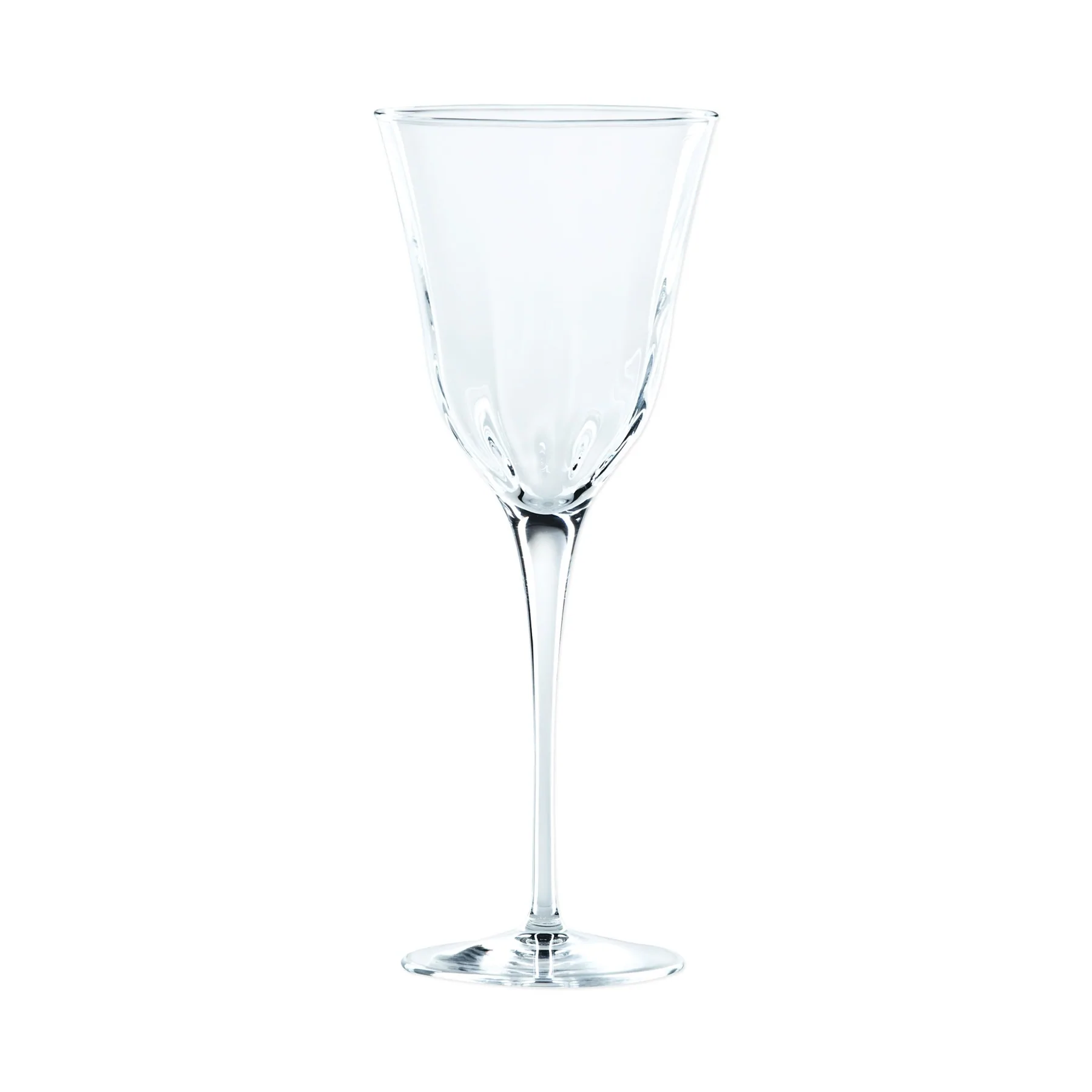 Elegant lines and a substantial weight give the sense of timeless crystal in the contemporary tableware Optical Clear Wine Glass by Vietri.