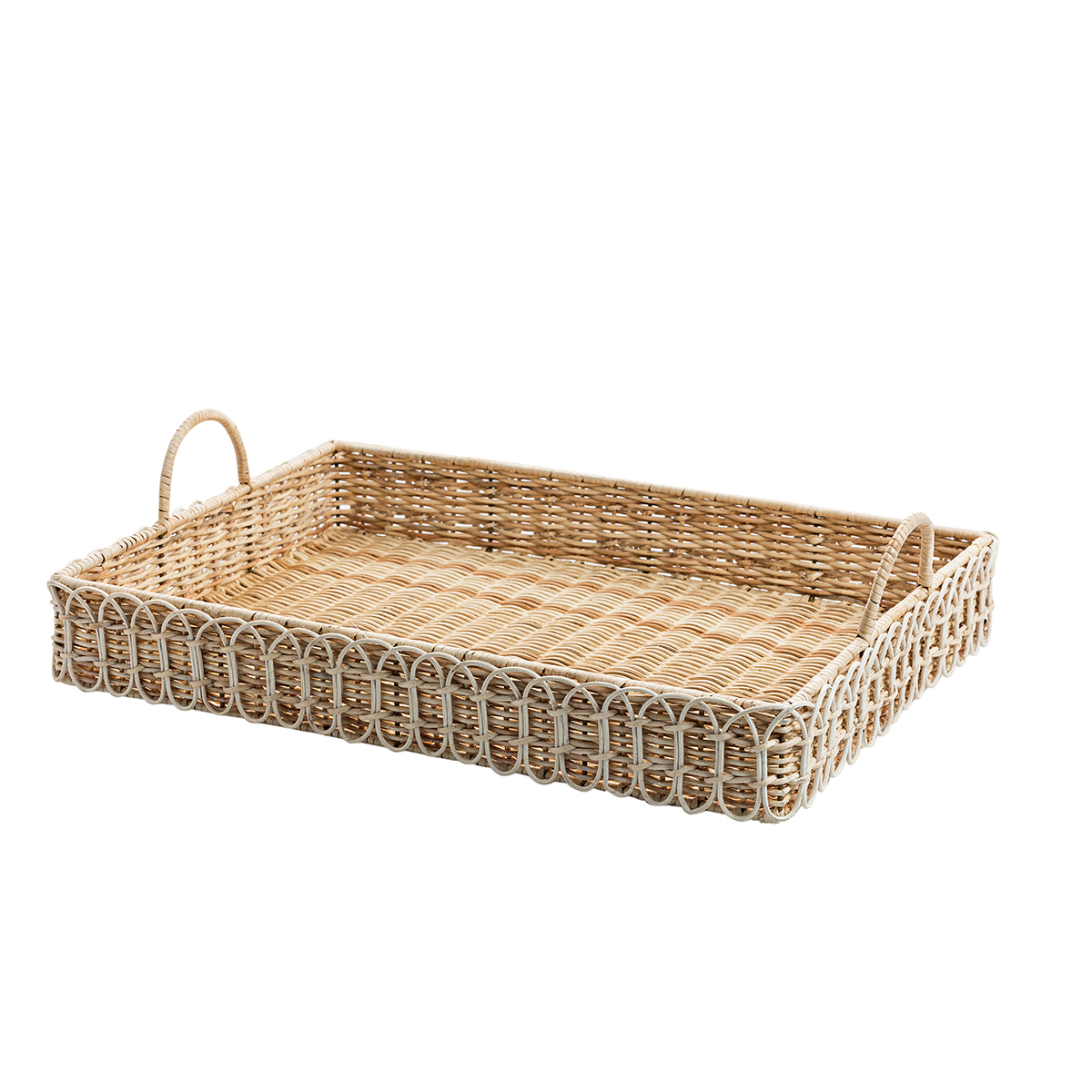 Rectangular handwoven Provence rattan tray, light tan — available at Mt Pleasant home decor store GDC Home