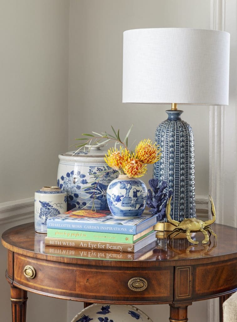 interior design services placed ginger jars on a side table