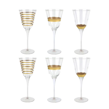 Raffaello wine glasses - gilded wine glasses set of 6