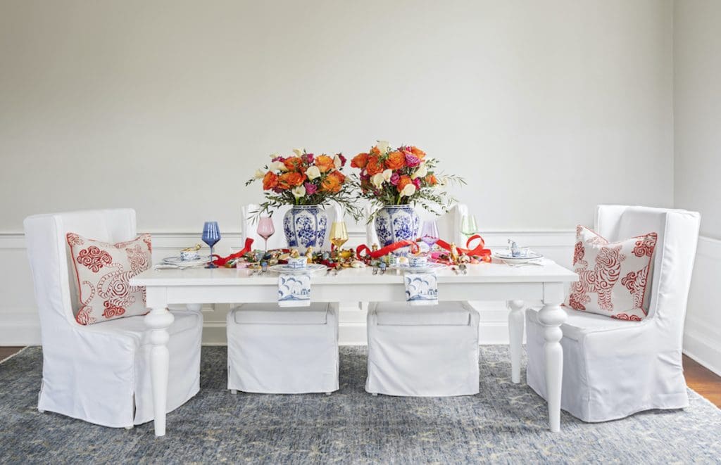 White table with colorful accents