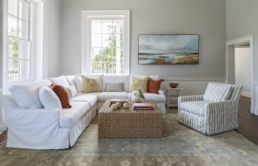 Light living room with neutral accents