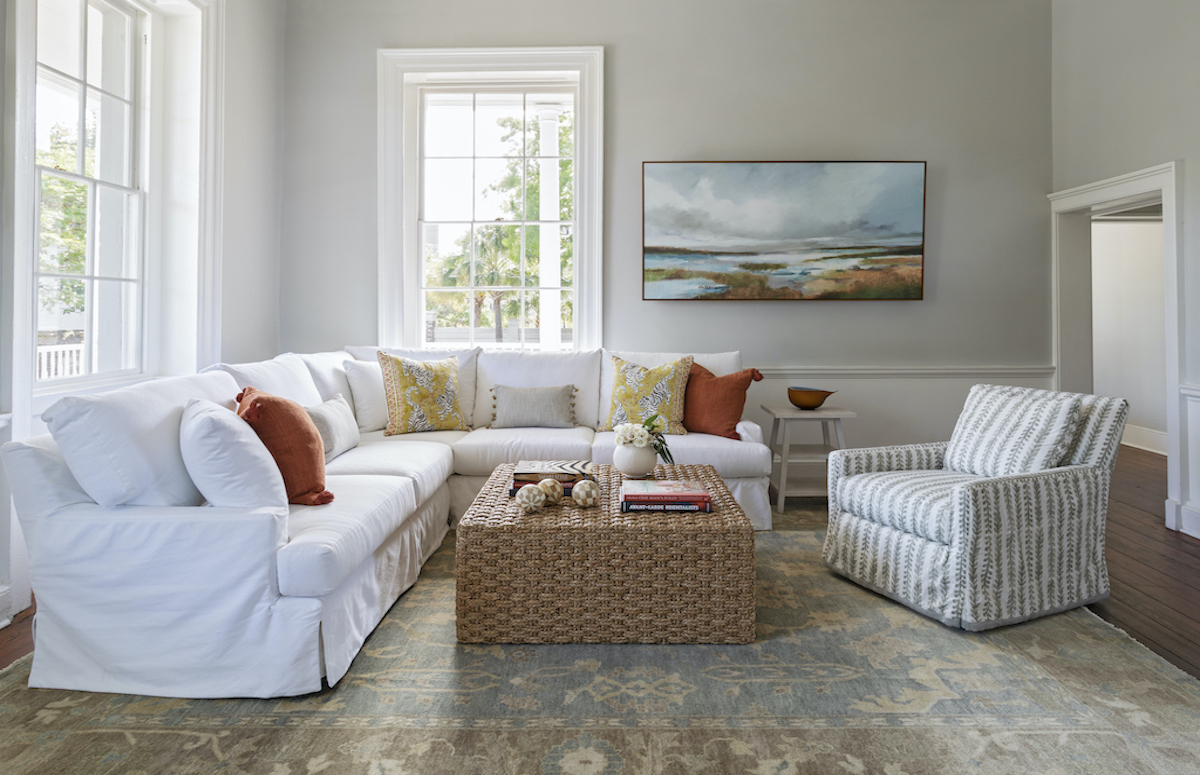 Light living room with neutral accents