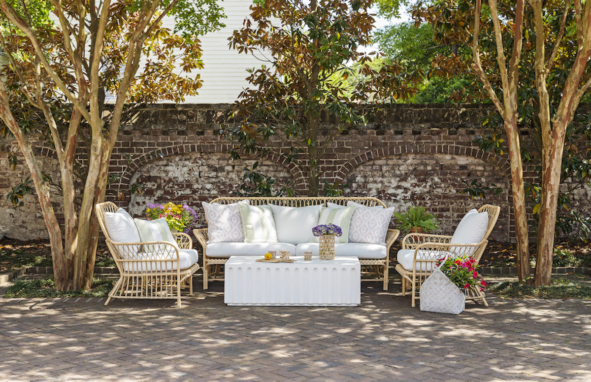 Outdoor seating with couch and chairs