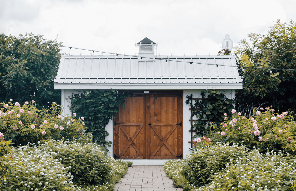 Shed with greenery