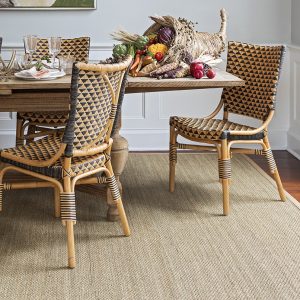standard seagrass rug styled with a neutral color palette