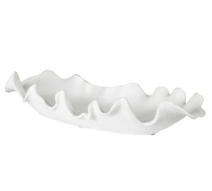 white ruffled ceramic decorative bowl