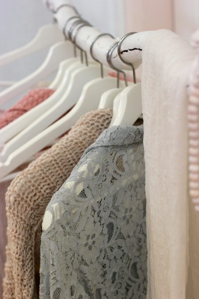 Matching hangers organized closet