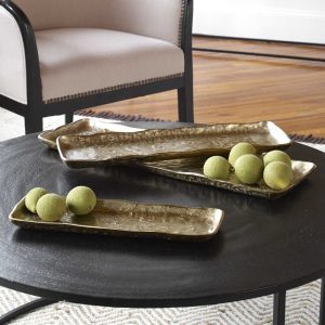 set of three metallic gold artisan trays