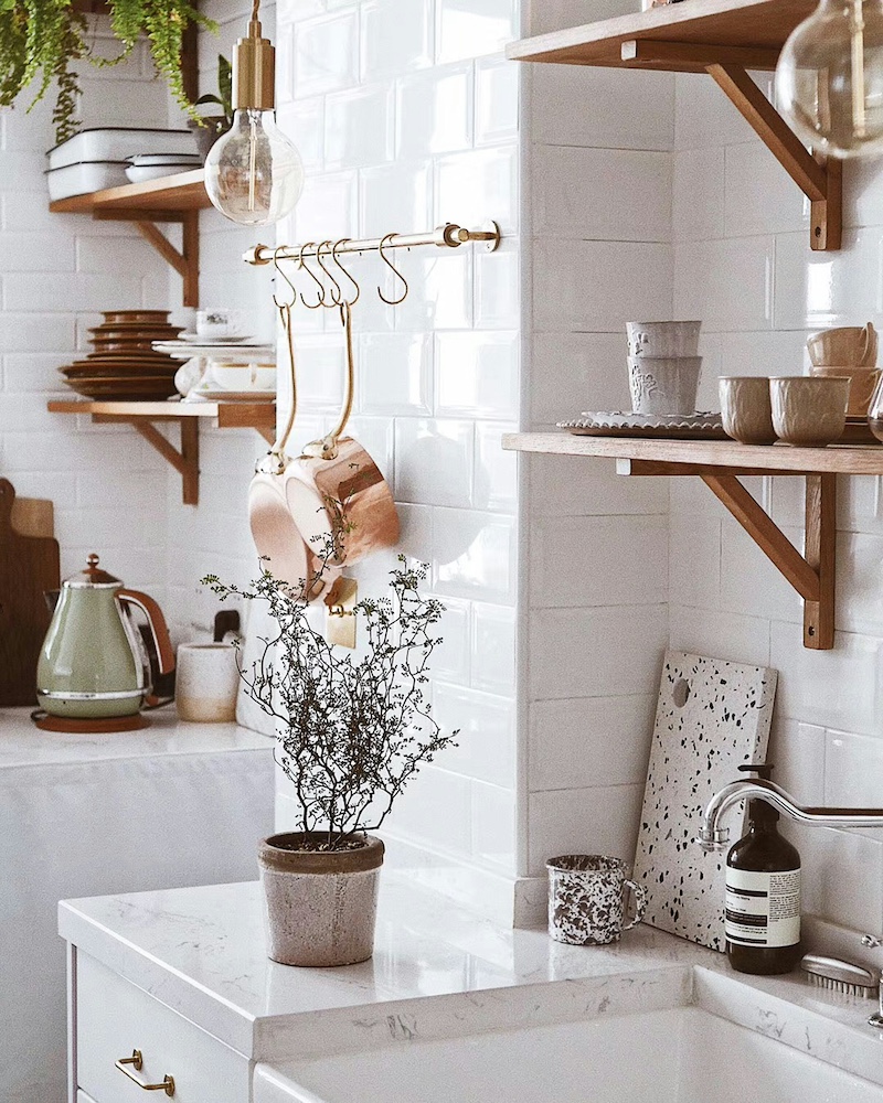 Open-shelving French-style kitchen