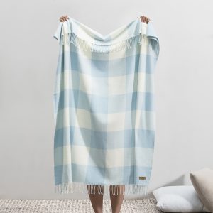 Light blue plaid blanket