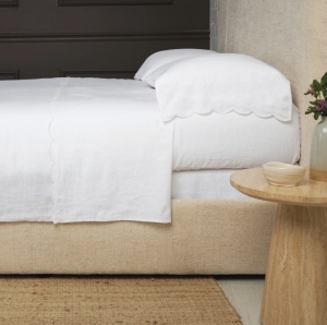 scalloped bedding blankets and accent pillows