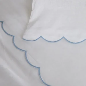 Kelly linen sheet set in french blue from bedding stores Charleston SC, from this Charleston furniture stores bedding blankets and throws selection