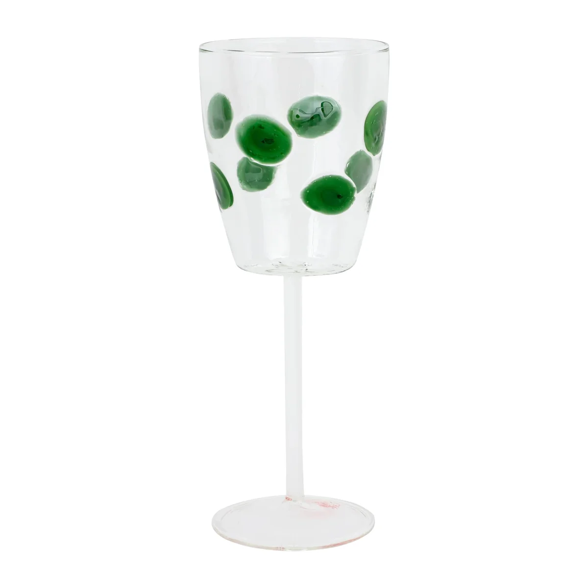 wine glass with green dots