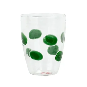 tumbler glass with green dots