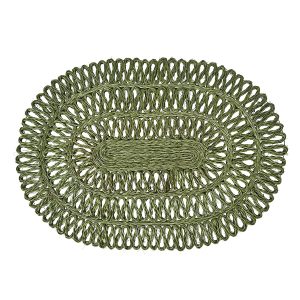 Straw Loop Oval Placemat in green