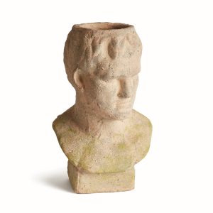 Weathered male bust planter, outdoor decorative object