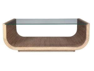 Farrington Coffee Table, natural furniture piece with glass top
