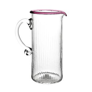 nell pitcher in pink with ribbed glass