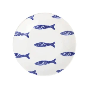 Santorini minnows pasta bowl from a Charleston home decor store with a selection of decorative objects, tabletop pieces, dinnerware sets, and Charleston home decor