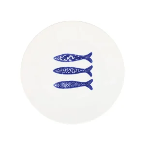 Santorini minnows salad plate from a Charleston home decor store with a selection of decorative objects, tabletop pieces, dinnerware sets, and Charleston home decor