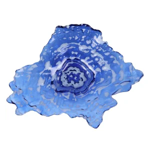Ostrica glass blue large platter from a Charleston home decor store with decorative objects and tabletop pieces