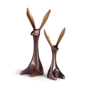 two modern jackrabbit figures for decoration