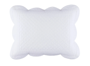 Scalloped sham and bedding accent pillows from a Charleston home decor store