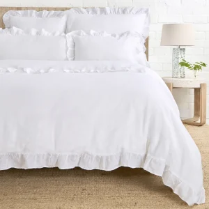 White ruffled duvet bedding blanket and throws from a bedding stores Charleston SC