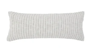 Grey striped bedding accent pillows from a Charleston home decor store