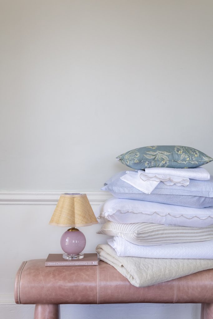 Bedding, pillows, blankets, and throws, for bedroom interior design inspo at GDC Home best home decor in charleston Sc