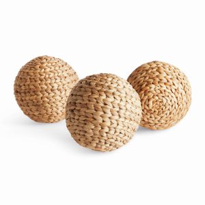 set of 3 water hyacinth decorative orbs