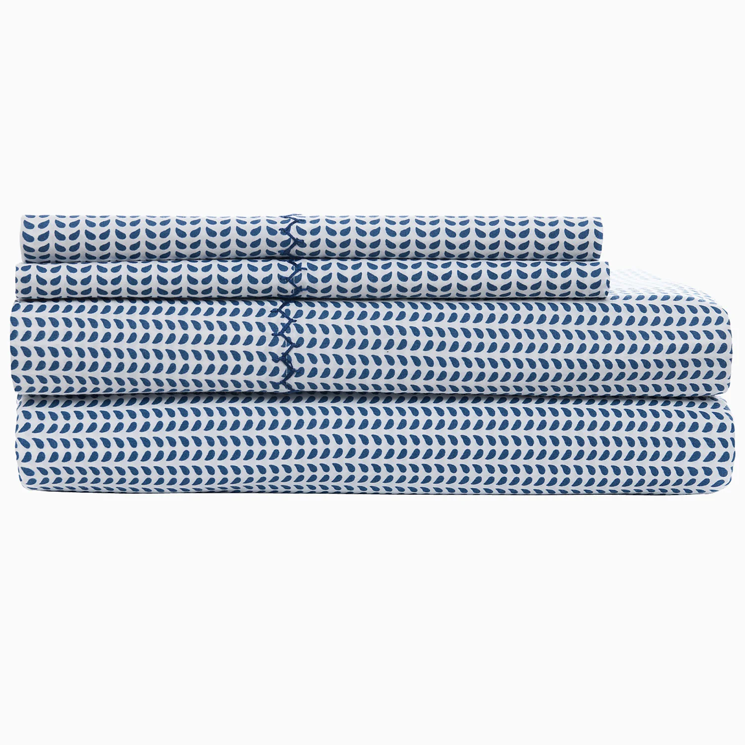 navy block print sheet set, sheets and pillowcases