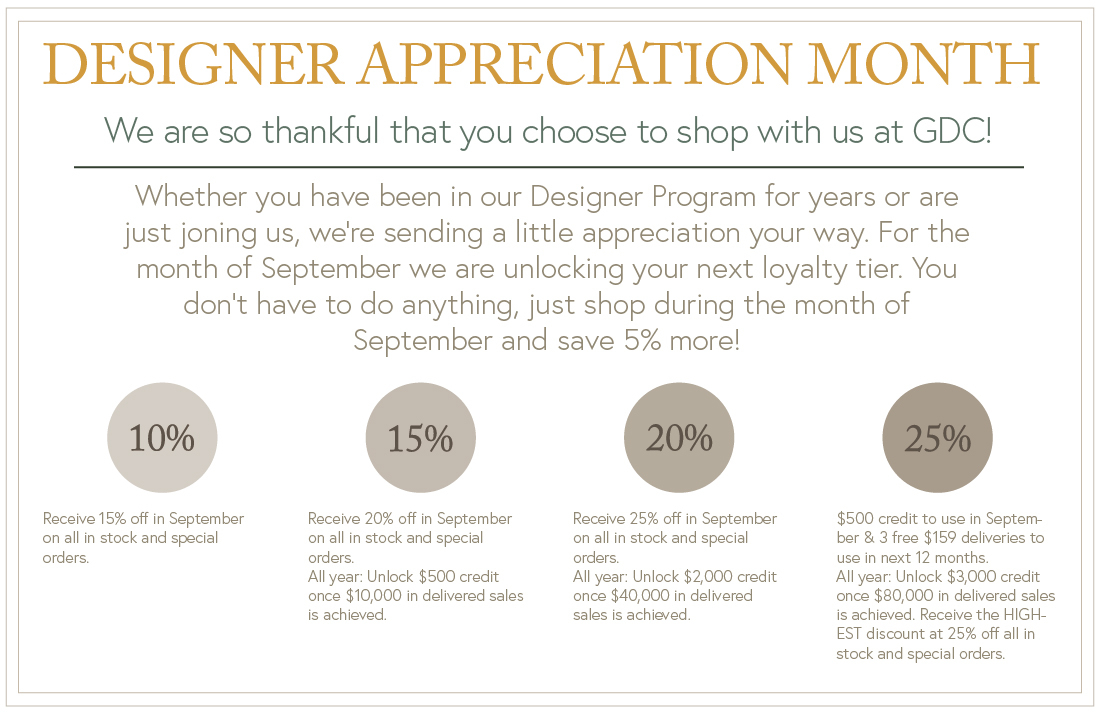 GDC Home Designer Incentive Program: To the Trade | GDC Home