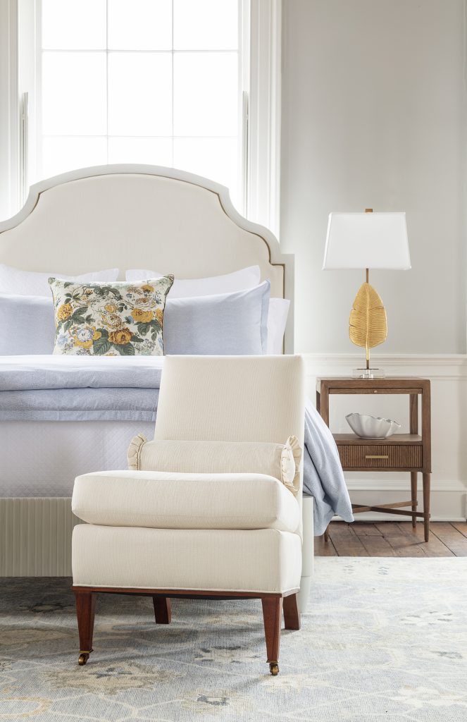 Mount Pleasant furniture display with bedding, blankets and throws from Charleston SC bedding stores.