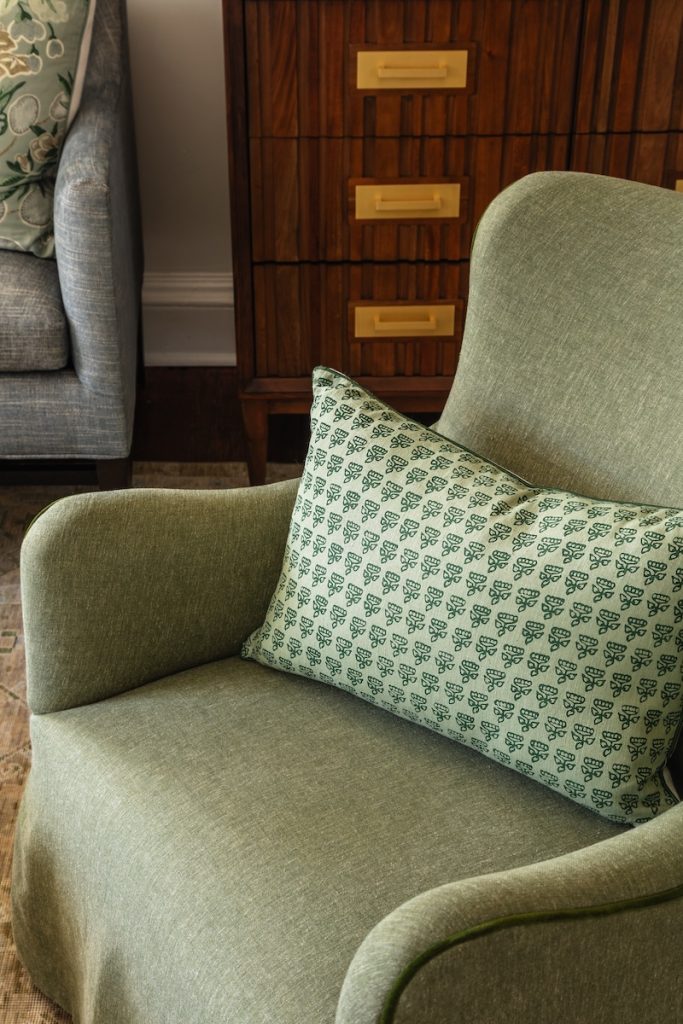 Strategic use of colorful home décor accents to enhance interiors, curated at GDC Home in Charleston