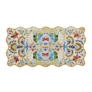 16" rectangular sofia serving platter with ruffles edges and fun summer colors