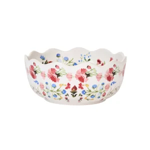 sofia dinnerware set ice cream bowl with ruffled edges and watercolor flowers
