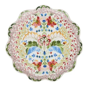 sofia dinner plate with watercolor inspired designs in bright summer colors