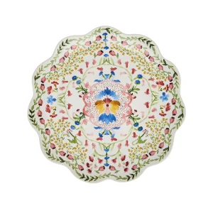 sofia salad/dessert plate with watercolor inspired designs in bright summer colors