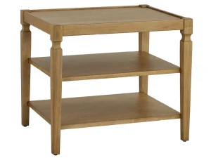 Birchaven end table with open shelves in a refined wood finish