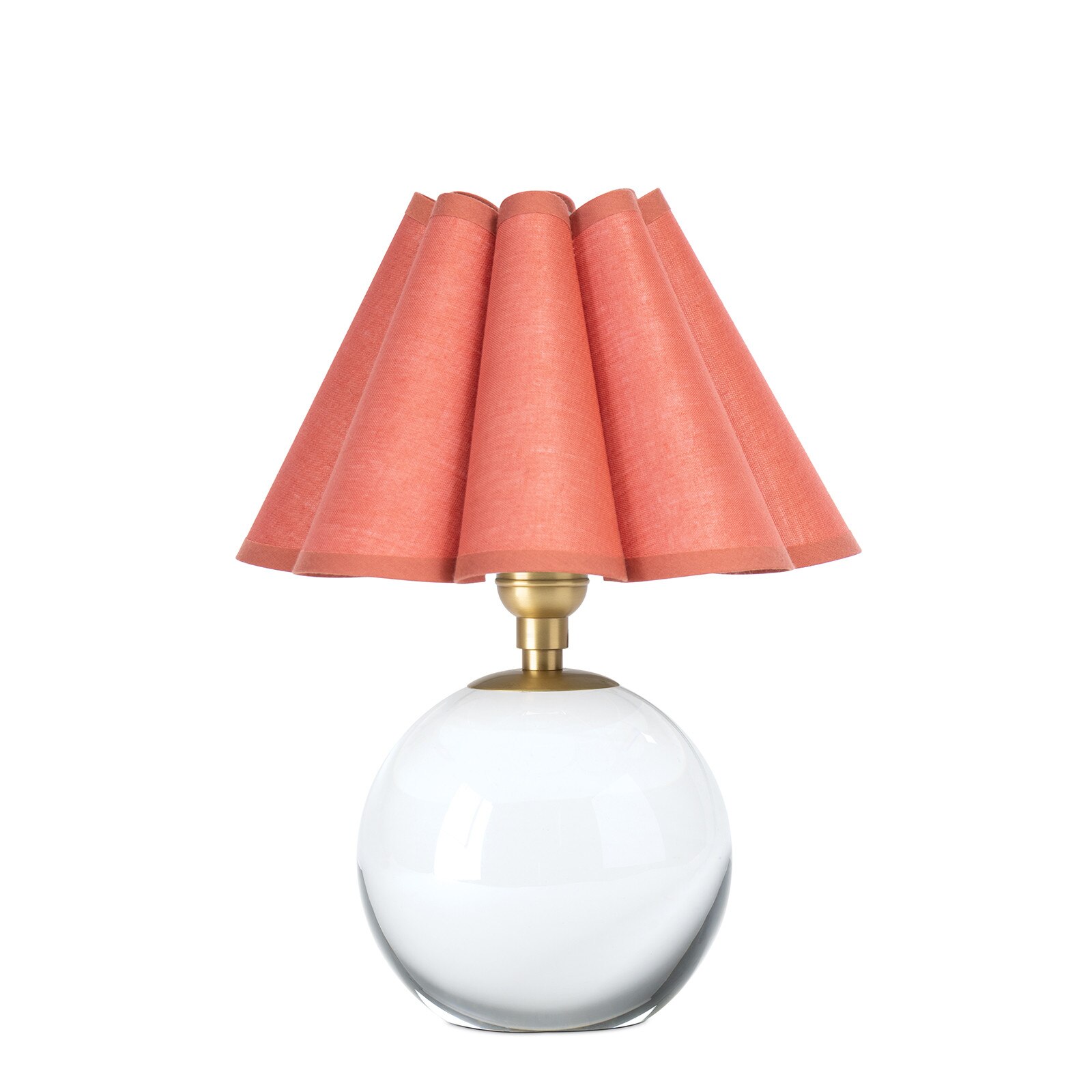 Mini crystal lamp with scalloped shade in wild poppy