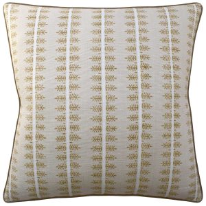 Square throw pillow with a neutral color palette and a delicate, vertical design.