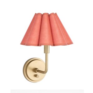antique brass sconce with wild poppy scalloped shade