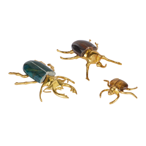 3 brass beetles in a set
